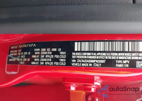 2021 Jeep Renegade Jeepster 4X4 из США, поврежденный, VIN ZACNJDAB8MPN30997